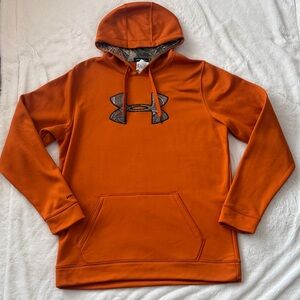 Under Armour Orange Hoodie with Camo Logo and Lined Hood